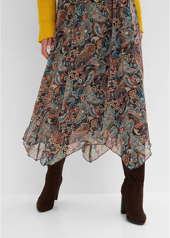 Gonna in chiffon con fondo asimmetrico, bonprix