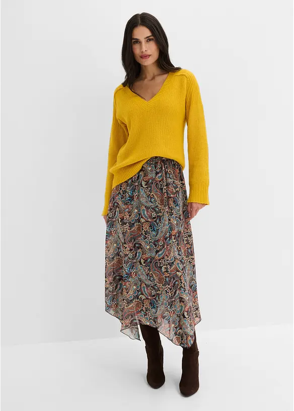 Gonna in chiffon con fondo asimmetrico, bonprix