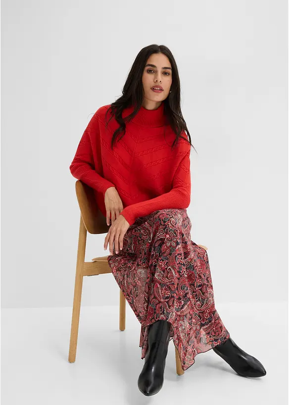 Gonna in chiffon con fondo asimmetrico, bonprix