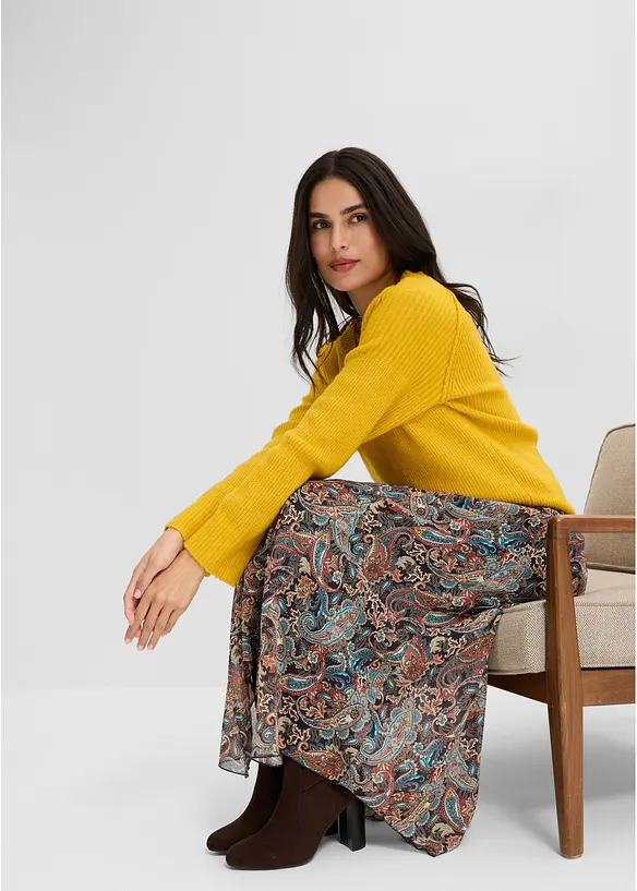 Gonna in chiffon con fondo asimmetrico, bonprix