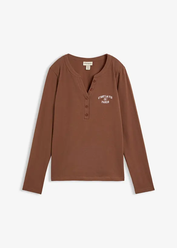 Maglia a maniche lunghe in misto cotone biologico elasticizzato, bonprix