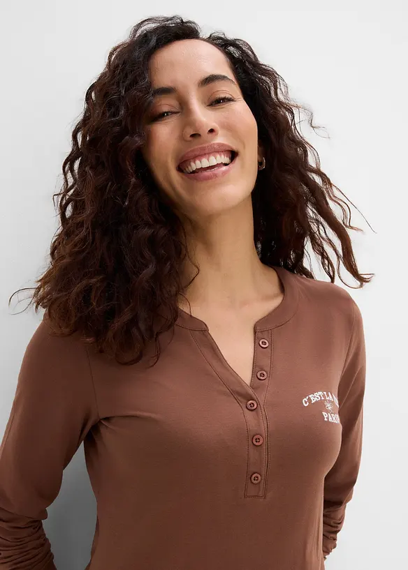 Maglia a maniche lunghe in misto cotone biologico elasticizzato, bonprix