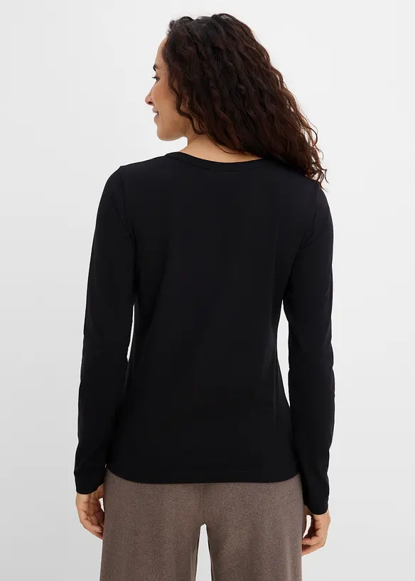 Maglia a maniche lunghe in misto cotone biologico elasticizzato, bonprix