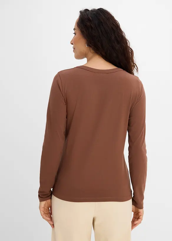 Maglia a maniche lunghe in misto cotone biologico elasticizzato, bonprix
