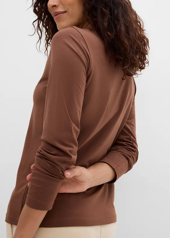 Maglia a maniche lunghe in misto cotone biologico elasticizzato, bonprix
