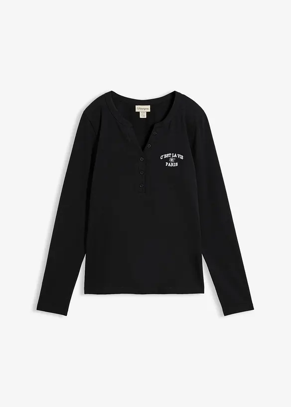 Maglia a maniche lunghe in misto cotone biologico elasticizzato, bonprix
