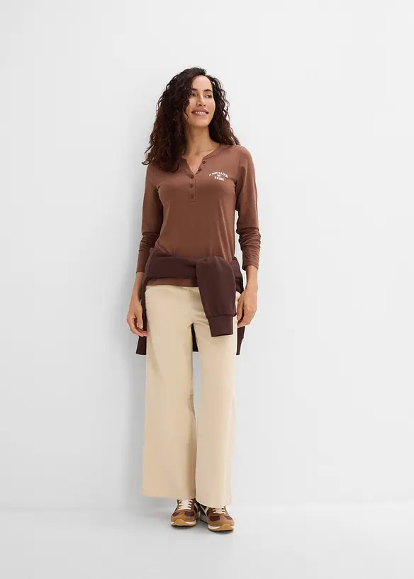 Maglia a maniche lunghe in misto cotone biologico elasticizzato, bonprix
