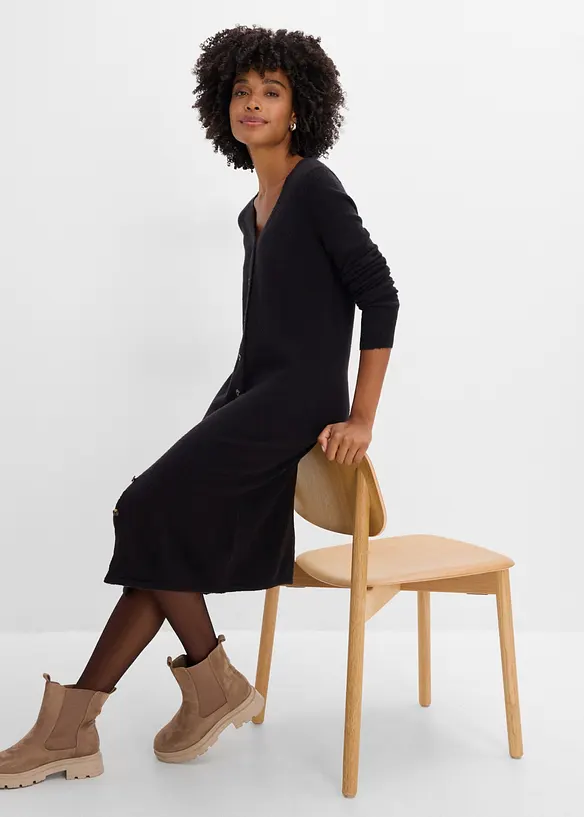 Abito in maglia con bottoni, bonprix