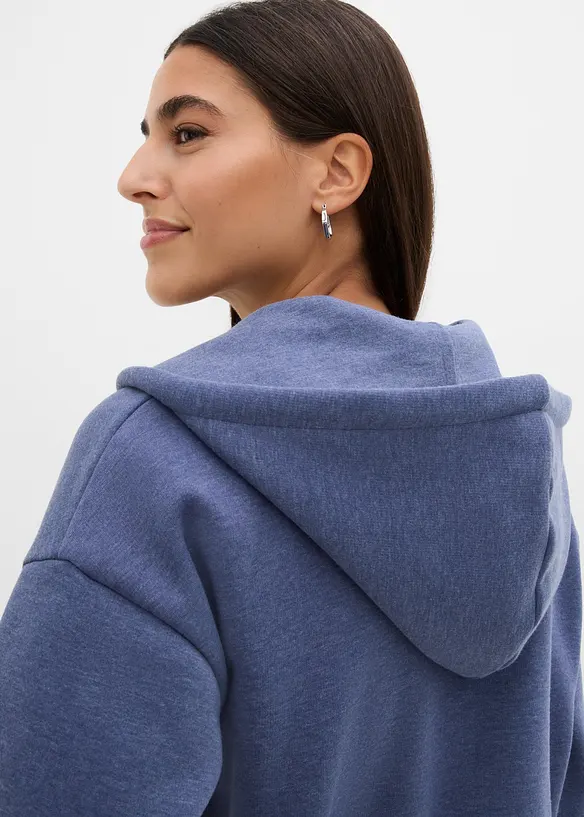 Felpa con zip e cappuccio in misto cotone biologico, bonprix