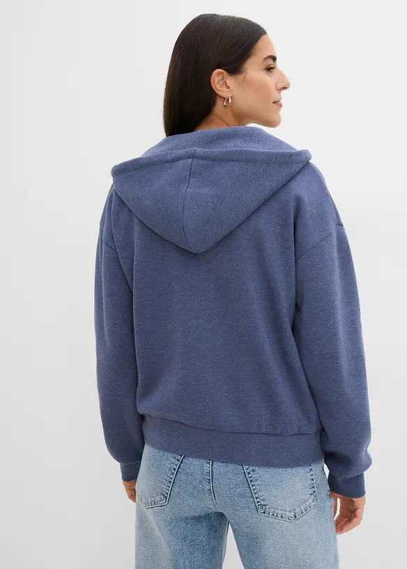 Felpa con zip e cappuccio in misto cotone biologico, bonprix