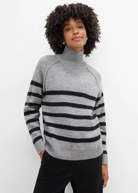 Maglione ampio a collo alto, bonprix