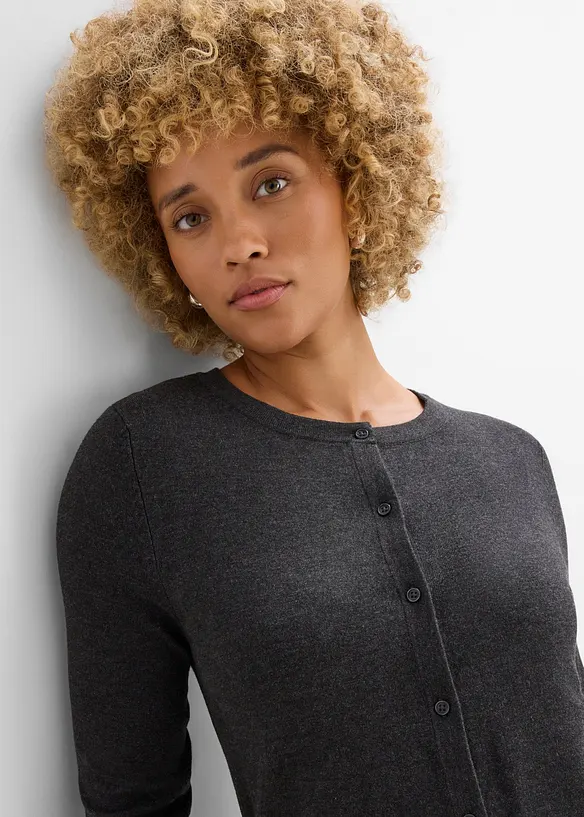 Cardigan in maglia fine 2 in 1 in misto viscosa, bonprix