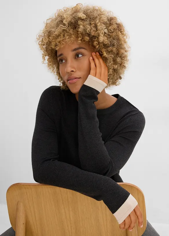 Cardigan in maglia fine 2 in 1 in misto viscosa, bonprix