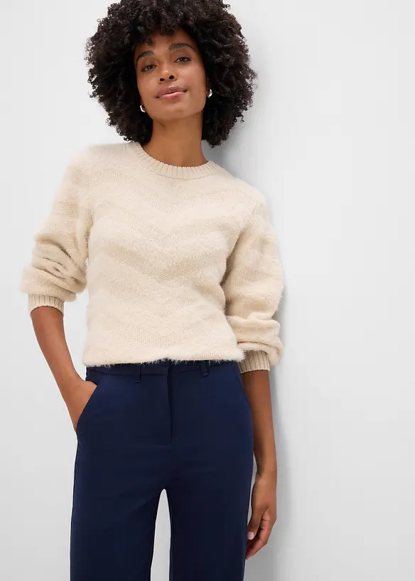 Pantaloni in misto viscosa effetto lana, bonprix
