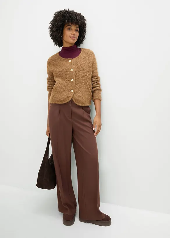 Pantaloni larghi in simil lana misto viscosa, bonprix