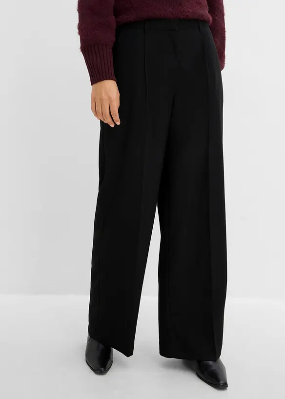 Pantaloni larghi in simil lana misto viscosa, bonprix