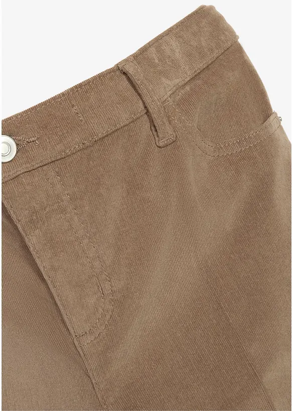 Pantaloni pr&eacute;maman a vita bassa in velluto elasticizzato a coste, wide leg, bonprix