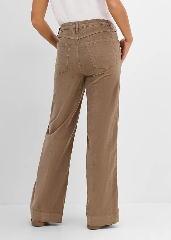 Pantaloni pr&eacute;maman a vita bassa in velluto elasticizzato a coste, wide leg, bonprix