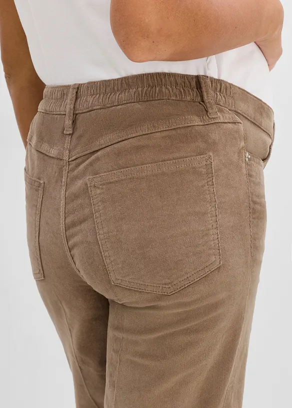 Pantaloni pr&eacute;maman a vita bassa in velluto elasticizzato a coste, wide leg, bonprix