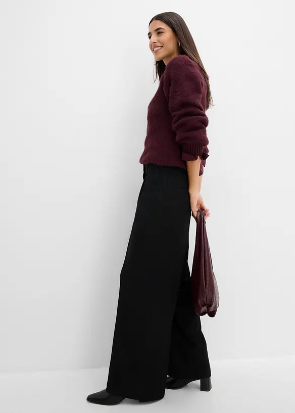 Pantaloni larghi in simil lana misto viscosa, bonprix