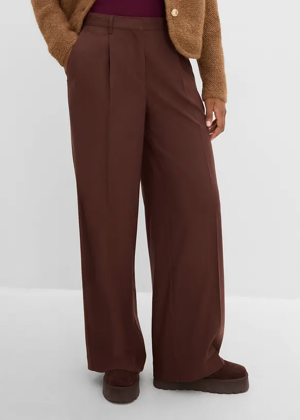 Pantaloni larghi in simil lana misto viscosa, bonprix