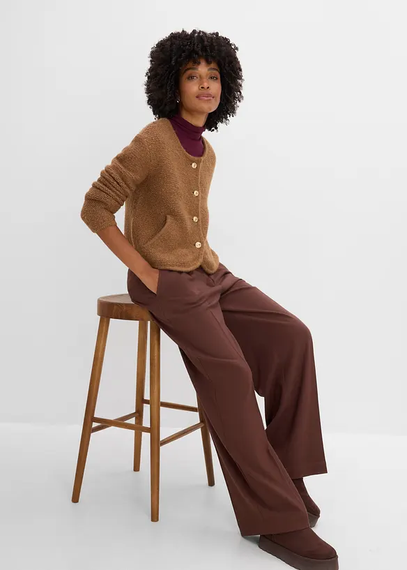 Pantaloni larghi in simil lana misto viscosa, bonprix