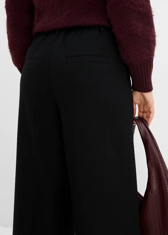 Pantaloni larghi in simil lana misto viscosa, bonprix