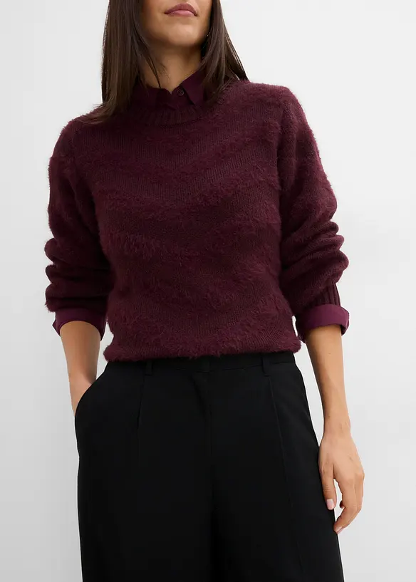 Pantaloni larghi in simil lana misto viscosa, bonprix