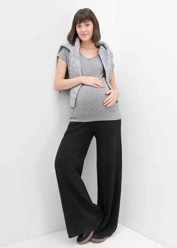 Pantaloni pr&eacute;maman a gamba dritta in morbida maglia, bonprix