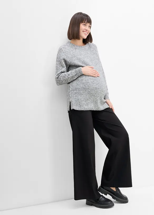 Pantaloni pr&eacute;maman elasticizzati con piega stirata, wide leg, bonprix