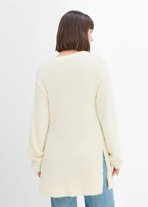 Maglione pr&eacute;maman 2 in 1 effetto peluche con spacchi laterali, bonprix