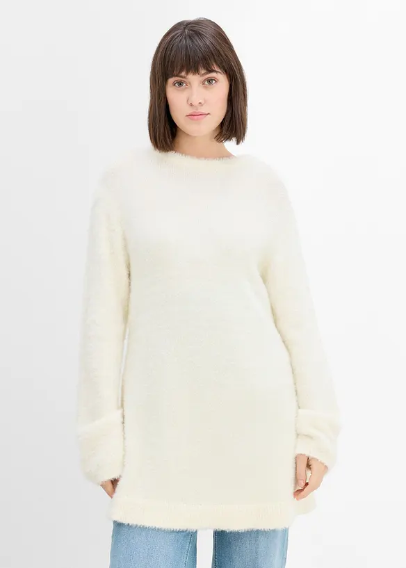 Maglione pr&eacute;maman 2 in 1 effetto peluche con spacchi laterali, bonprix