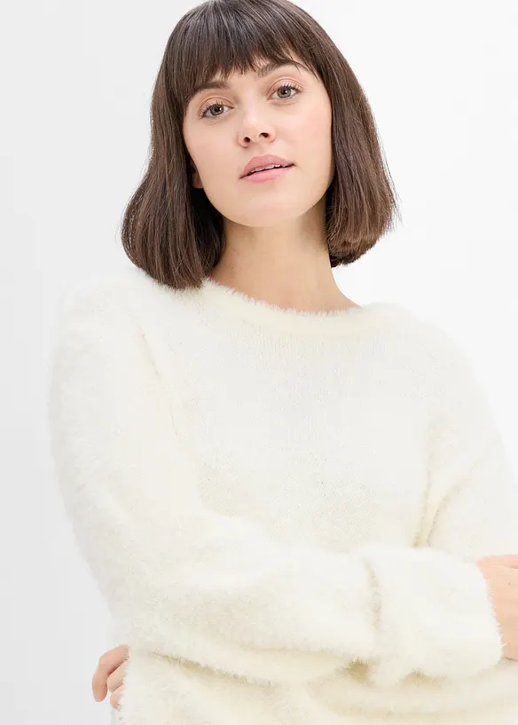 Maglione pr&eacute;maman 2 in 1 effetto peluche con spacchi laterali, bonprix