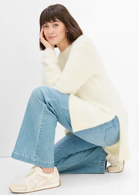 Maglione pr&eacute;maman 2 in 1 effetto peluche con spacchi laterali, bonprix