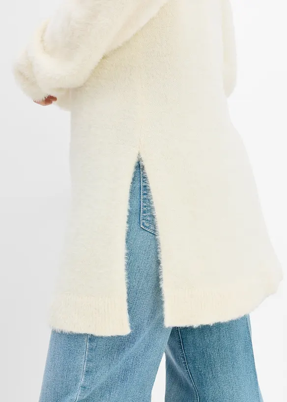 Maglione pr&eacute;maman 2 in 1 effetto peluche con spacchi laterali, bonprix