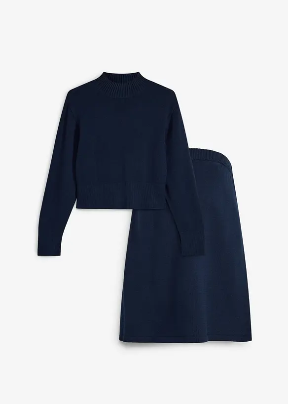 Completo pr&eacute;maman con maglione e gonna in maglia di puro cotone biologico, bonprix