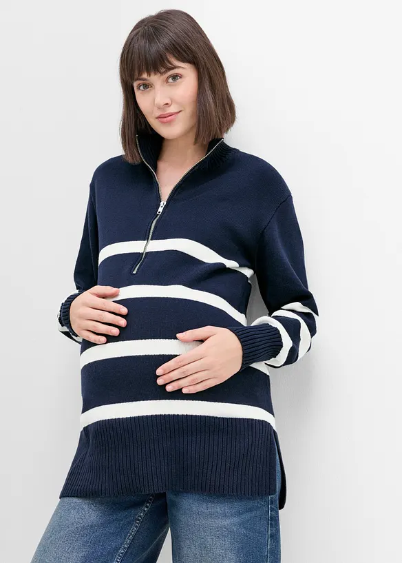 Maglione pr&eacute;maman e da allattamento in puro cotone biologico, bonprix