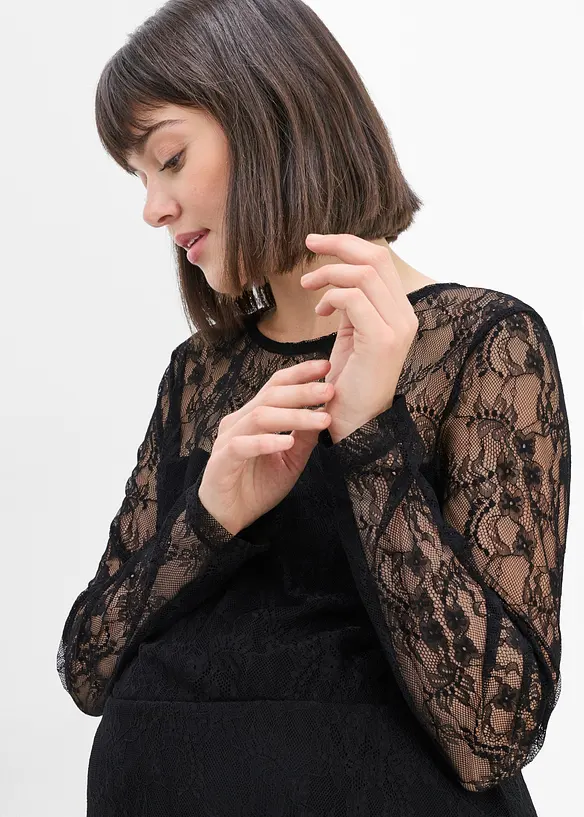 Abito pr&eacute;maman in pizzo e jersey, bonprix