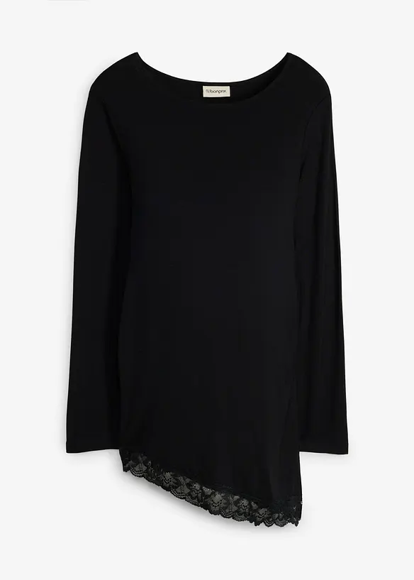 Maglia pr&eacute;maman elegante con pizzo al fondo, bonprix
