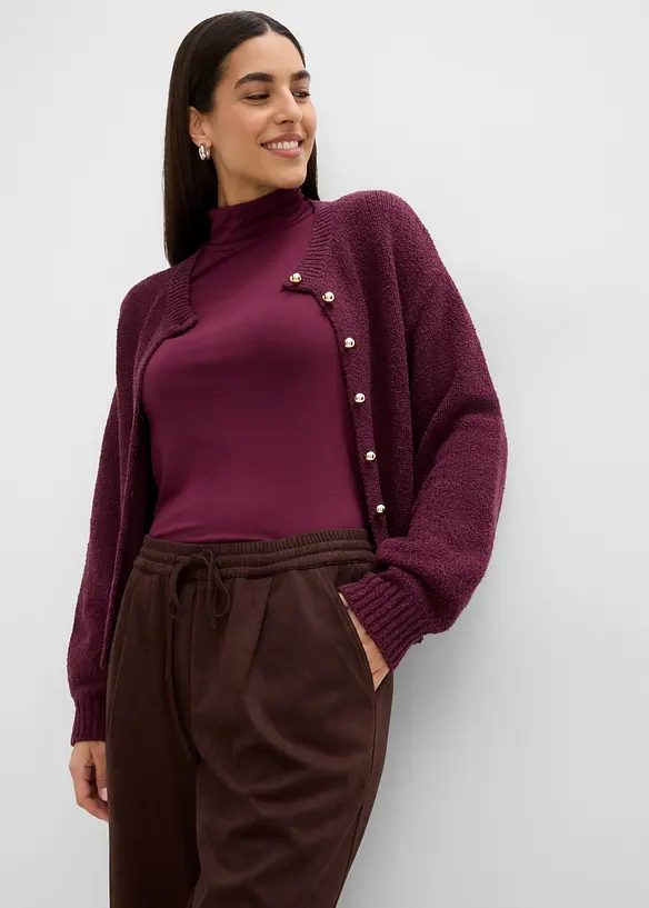 Pantaloni in similpelle scamosciata con vita comoda, bonprix