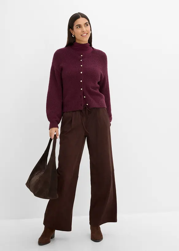 Pantaloni in similpelle scamosciata con vita comoda, bonprix