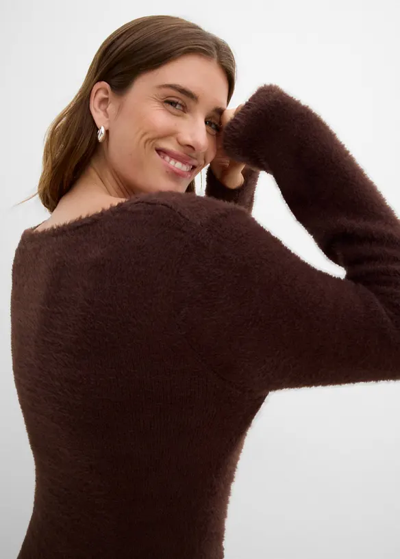 Abito midi in maglia a filato peloso, bonprix
