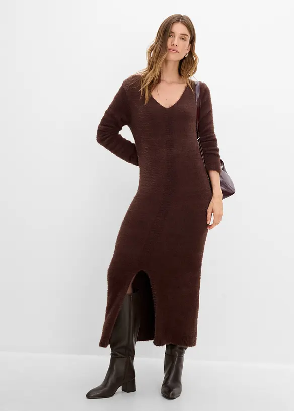 Abito midi in maglia a filato peloso, bonprix