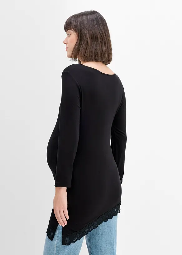 Maglia pr&eacute;maman elegante con pizzo al fondo, bonprix