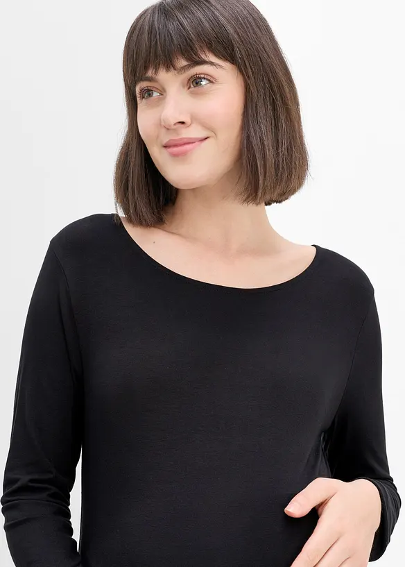 Maglia pr&eacute;maman elegante con pizzo al fondo, bonprix