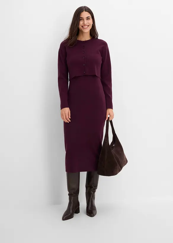 Abito e cardigan in jersey (set 2 pezzi), bonprix