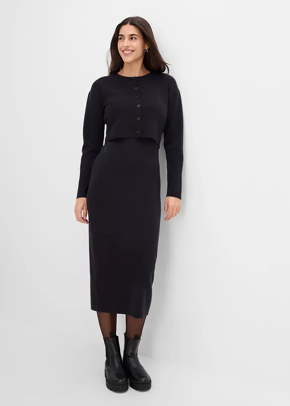 Abito e cardigan in jersey (set 2 pezzi), bonprix