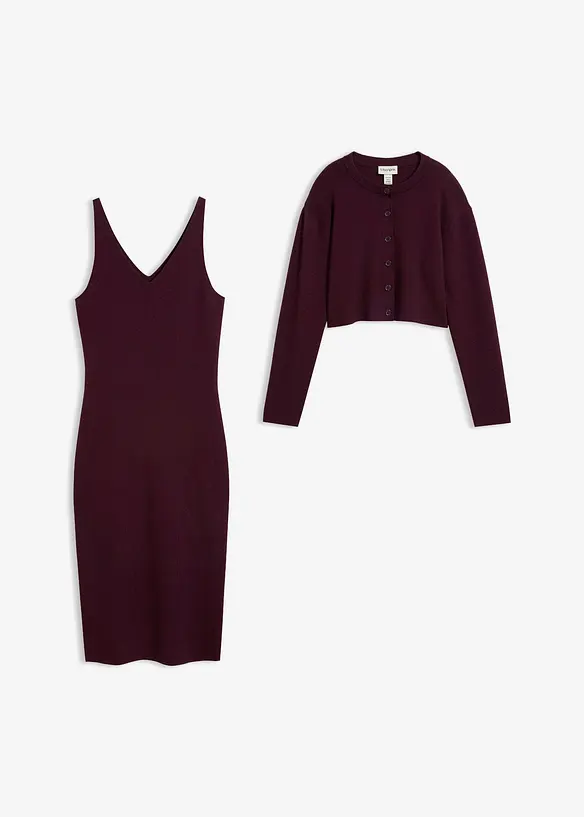 Abito e cardigan in jersey (set 2 pezzi), bonprix