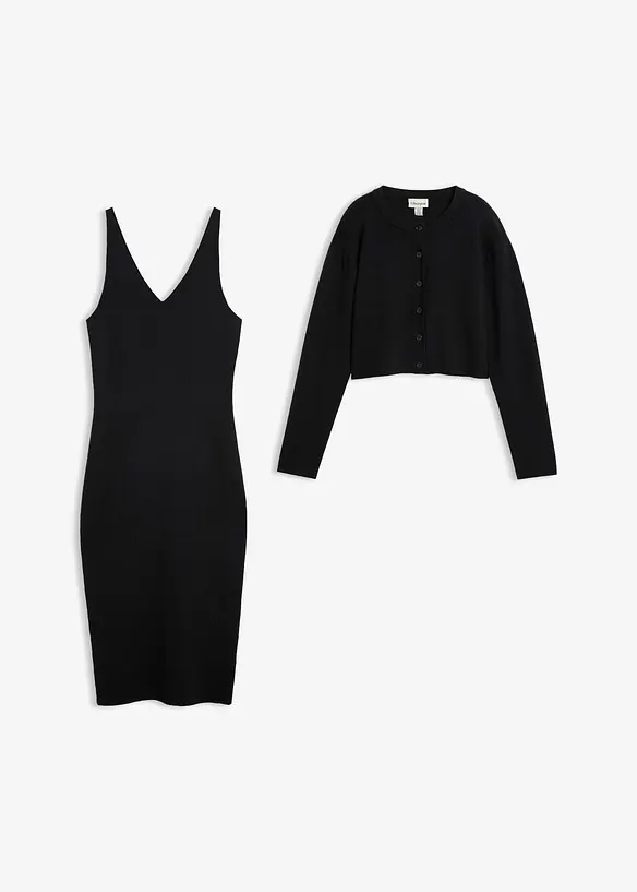 Abito e cardigan in jersey (set 2 pezzi), bonprix