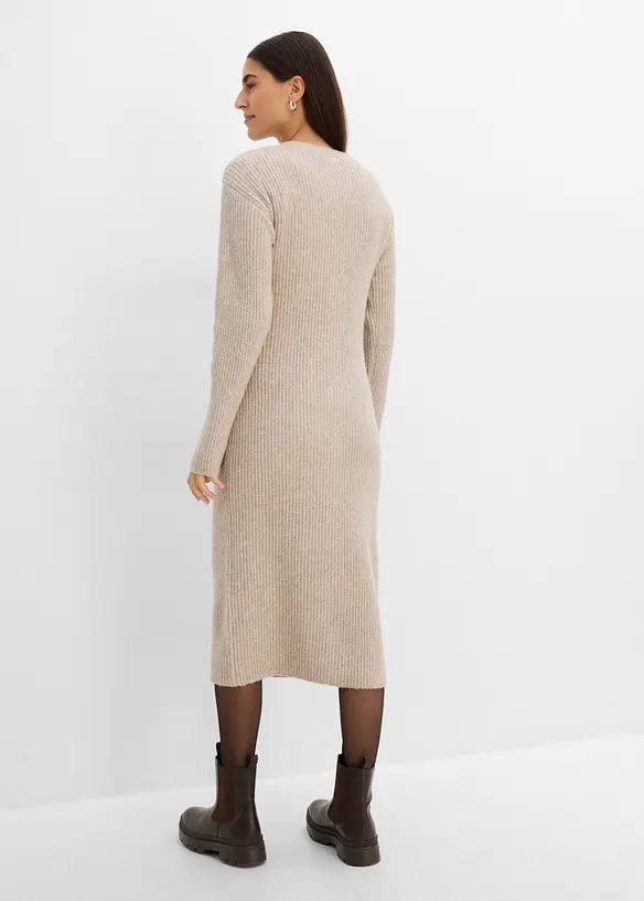 Abito midi in maglia con bottoni, bonprix